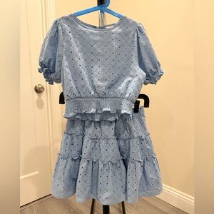 Adorable Blue Ruffle two-pieces crop top and ruffle skirt